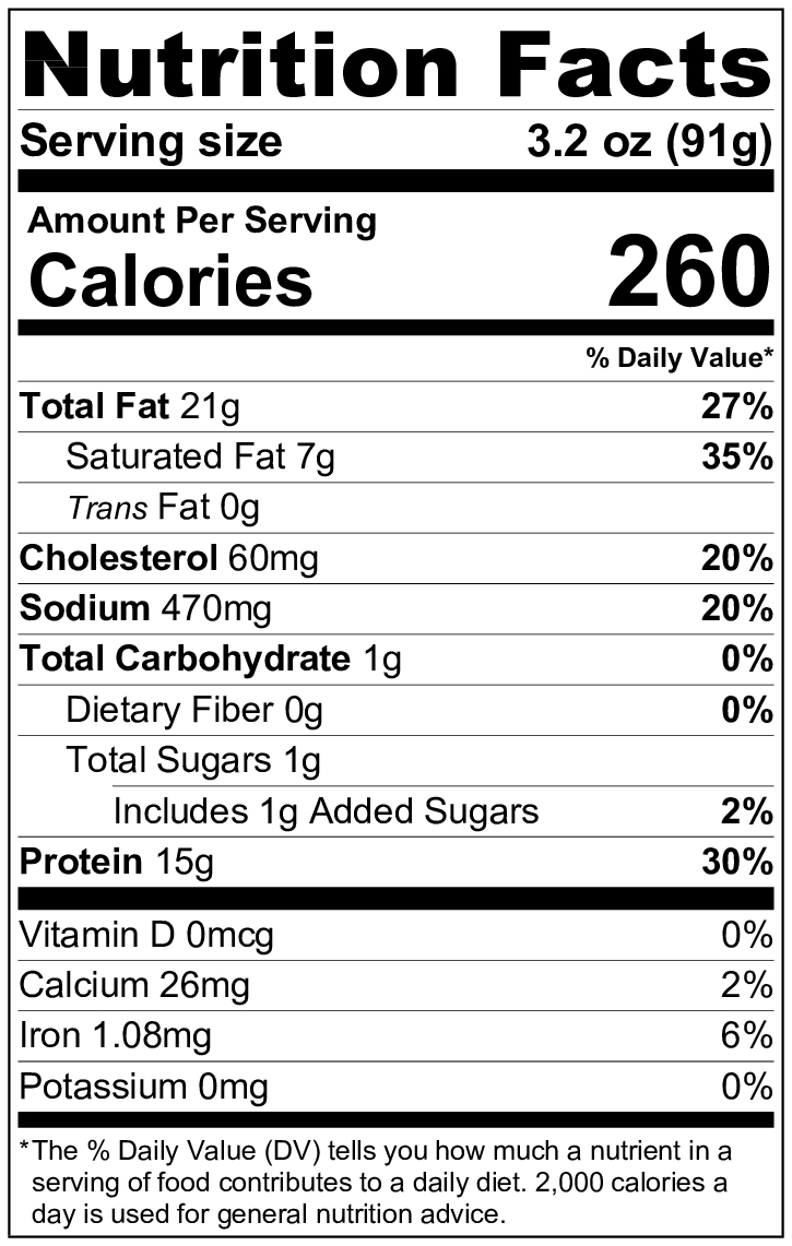 Hanzlian s Sausage Nutrition Facts